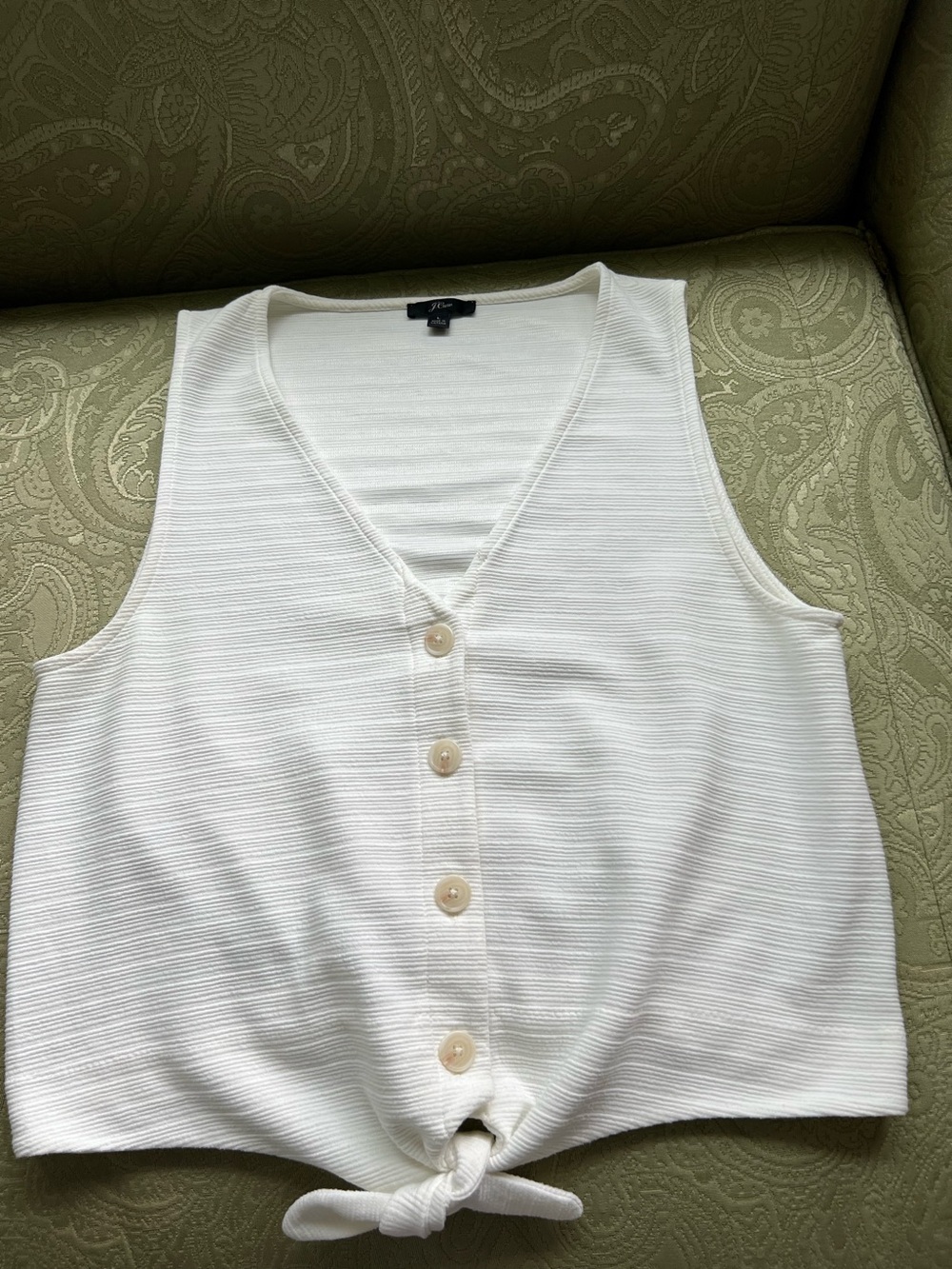 J. Crew Sleeveless Tie Front Top Size Large White